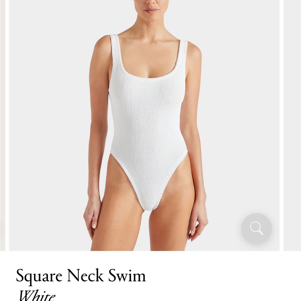 Hunza G White Square Neck One-Piece Swimsuit